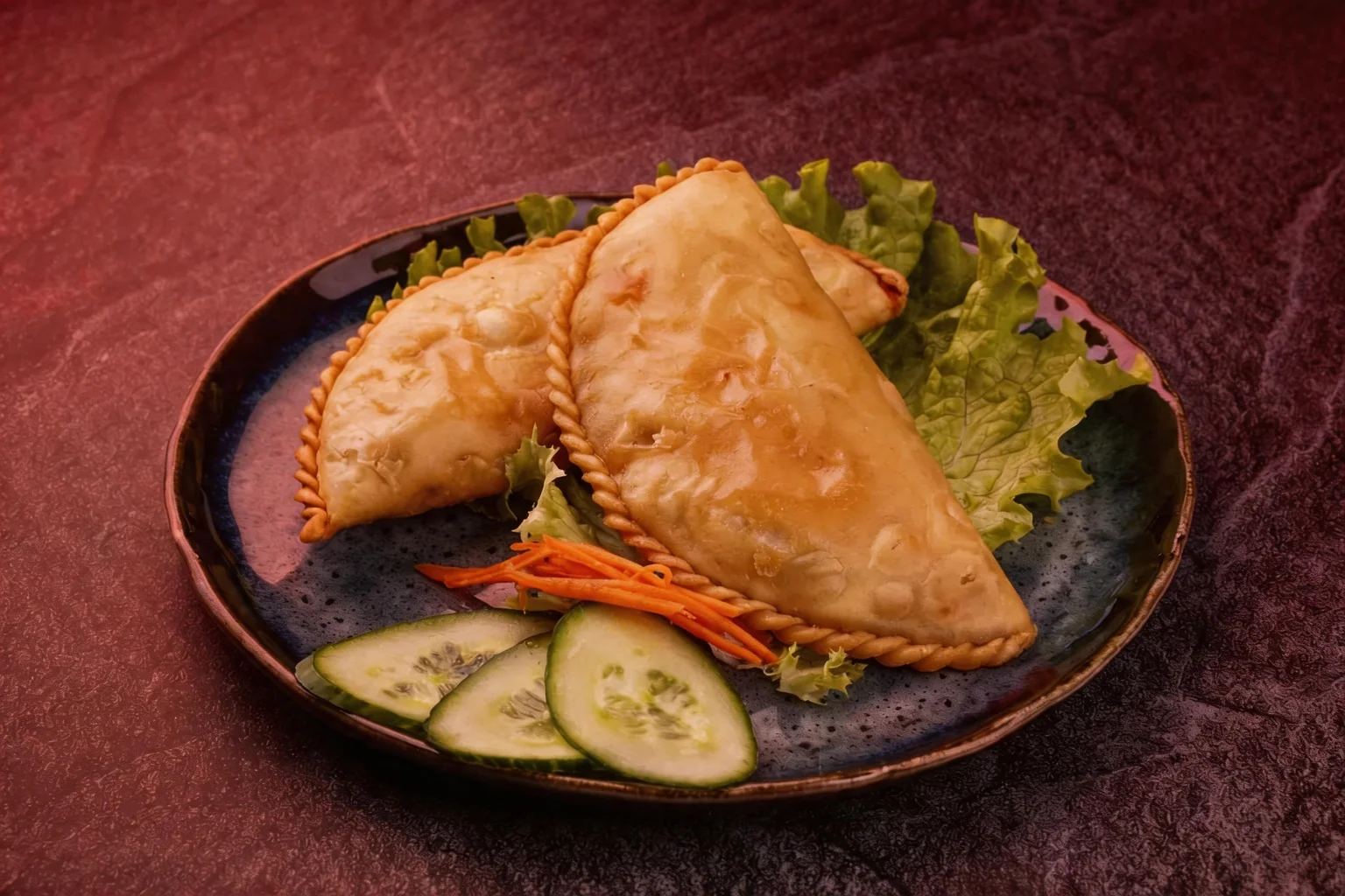 Golden fried shapaley, served with fresh vegetables